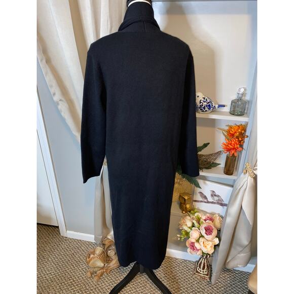 NWT $268 Black size Large Open Thick Heavy Long Sleeve Sweater with Pockets - Picture 6 of 12